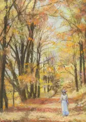 Hugues Claude Pissarro, La Foret de Marly-le-Roi en Automne, 1999, pastel drawing on paper