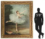 P.J. Robert, Young Ballerina with Thyrsus and Tambourine, Monumental framed oil on canvas