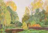 Nikolai E. Timkov, Park, oil on panel panting
