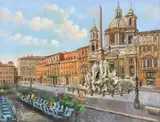 Giancarlo Angelucci, Fontana dei Quattro Fiumi (Fountain of the Four Rivers), Italian School oil on canvas