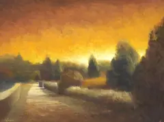 Will Klemm, Landscape at Sunset, oil on board