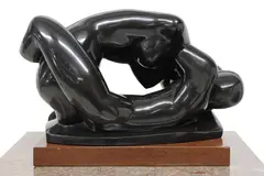 Charles Umlauf, Embrace, Carved Belgian black marble sculpture