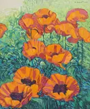 Robert A. Daughters, Poppies, oil on canvas