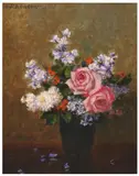 Aubrey Dale Greer, Still Life with Vase of Flowers, oil on canvas