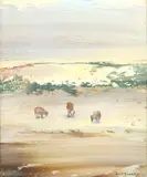 David Brownlow, Cows Grazing, oil on board