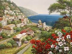 Hea-Jae Jou, Positano, Italy, oil on canvas