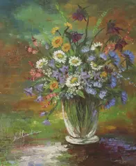 Nicole Girardin, Still Life with Vase of Flowers, oil on canvas