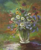 Nicole Girardin, Still Life with Vase of Flowers, oil on canvas