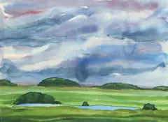 Paul Peter Hatgil, Ipswich Marshes, watercolor painting on paper