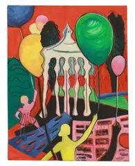 Lena Pack, Birthday Party, Gallery-wrapped oil on canvas