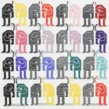 Pedro Friedeberg, Perros, silkscreen print in colors on paper