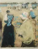 Jacques Bartoli, La Plage, lithograph in colors on paper