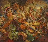 Giovanni Madonini, The Cafe Musicians, oil on canvas