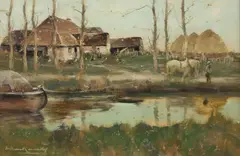 William Kennedy, Horse Drawn Barge, oil on canvas