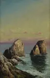 Eduardo Dalbono, View of the Faraglioni, oil on canvas
