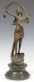 Henryk Kossowski, Female Violinist, Patinated bronze sculpture