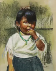 Portrait of a Navajo Girl by Dale Wilson, pastel drawing on paper, sold Feb 2025