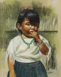 Dale Wilson, Portrait of a Navajo Girl, pastel drawing on paper