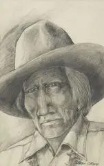 Arthur C. Begay, Navajo Elder, pencil drawing on paper