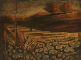 Ralph Ernest White, Autumn Landscape with Figure, oil on board