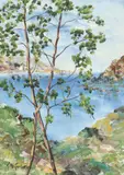 Teresio Pastorino, Shoreline with Sailboats, Italian School oil on canvas