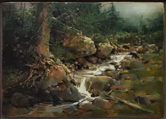 Bruce Cheever, Mountain Stream, oil on board