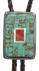 Charlie Bird (Kewa-Laguna by Charlie Bird, Native American silver (content unknown) bolo tie, sold Jan 2025