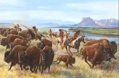 Hubert Wackermann, Sioux Buffalo Hunt, oil on canvas