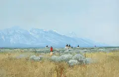 Douglas Ricks, Native American Landscape, oil on board