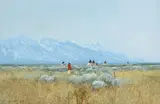 Douglas Ricks, Native American Landscape, oil on board
