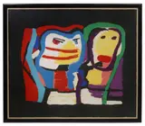 Karel Appel, Deux Personnages, silkscreen print in colors on paper