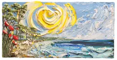 Justin Gaffrey, Seascape, Heavy acrylic impasto painting on wood panel