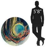 Sarah Todd, Fuchsia Wave, Contemporary mixed media painting on circular board