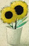 Ramon Prats, Still Life with Sunflowers, oil on board