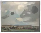 Charles F. Holman, Landscape with cloudy sky, oil painting on artist's board