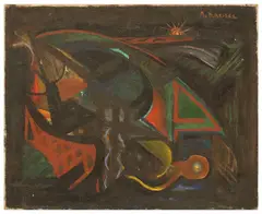 Alexander Kreisel, 75 Abstract 30/ 'unsigned'/, 1953, oil painting on stretched canvas