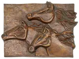 Clifford Warren Cullar, By a Nose, Cast bronze relief plaque
