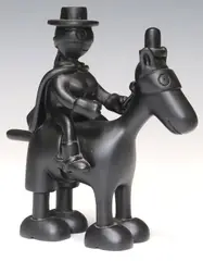 Tom Otterness, Horse and Rider, Cast black resin maquette sculpture