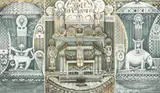 John T. Biggers, Family Arc Triptych, Large framed lithograph in colors on paper