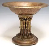 Oscar Bach, Telemons, Art Deco patinated metal "Telemons" compote