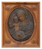 Francesco Falcone, Madonna and Child, patinated bronze wall-hanging relief plaque