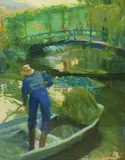 Kitty Wallis, The Gardener, watercolor and pastel on paper