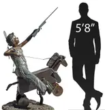 Jim Davidson, Boy with a Rifle on Toy Horse, Patinated bronze sculpture