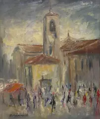 A. Padricelli, View of an Italian town, oil on canvas