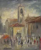 A. Padricelli, View of an Italian town, oil on canvas