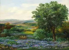 Lillian Breshears, Hill Country Spring Landscape, oil on canvas