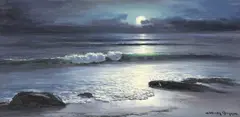 Woody Gwyn, Moonglow, oil on board