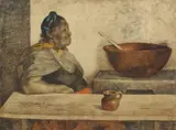 Francisco Zúñiga, La Fonda, lithograph in colors on Guarro paper