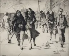 Martin Lewis, Windy Day, 1980, drypoint on paper