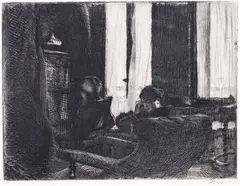 Paul-Albert Besnard, Intimacy (Intimite), c.1889, etching and drypoint on paper